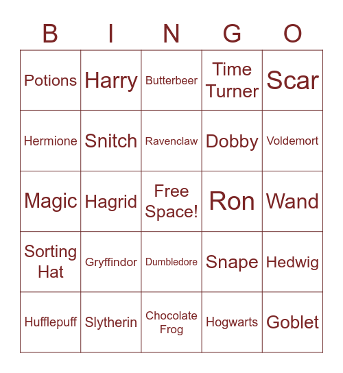 HP BINGO Card