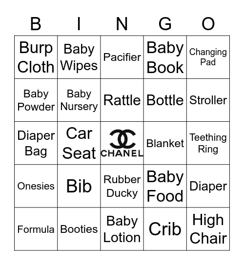 Jessica's Baby Shower Bingo Card