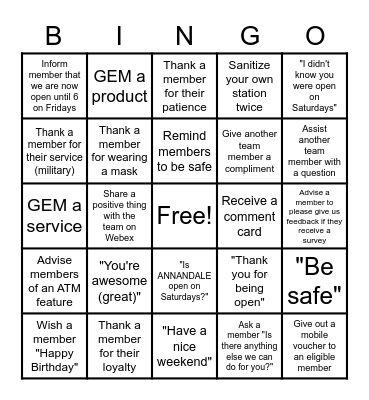 BARCROFT SATURDAY BINGO Card