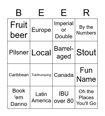 Virtual Beer Bingo! Bingo Card