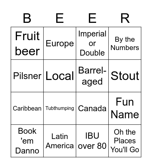 Virtual Beer Bingo! Bingo Card