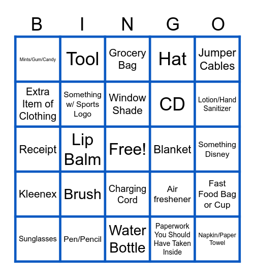 Baby Shower Car BINGO! Bingo Card