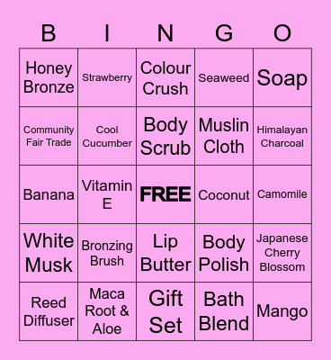 BODY SHOP BINGO Card