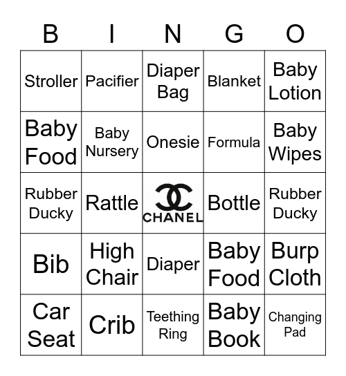 Jessica's Baby Shower Bingo Card