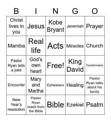 Real Life Sermon Bingo Card