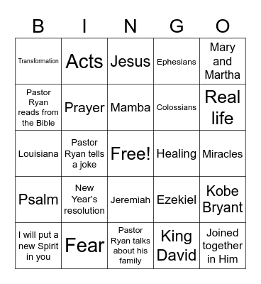 Real Life Sermon Bingo Card