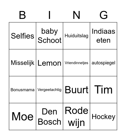 Floortjes babybingo Card