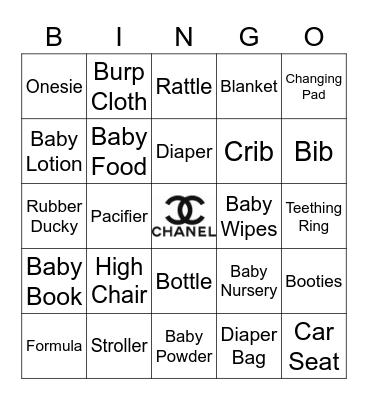 Jessica's Baby Shower Bingo Card