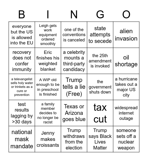 2020 Twisted Stitchers Bingo Card