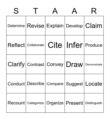 Vocabulary Bingo Card