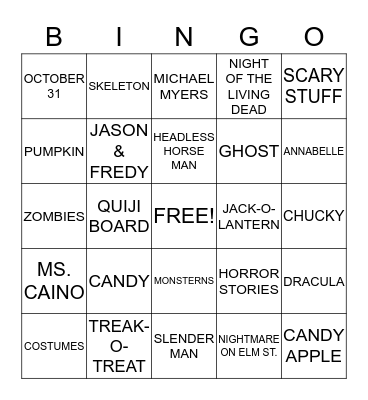 Halloween  Bingo Card