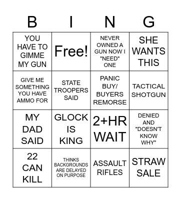 COVID-19 GUN COUNTER BINGO Card
