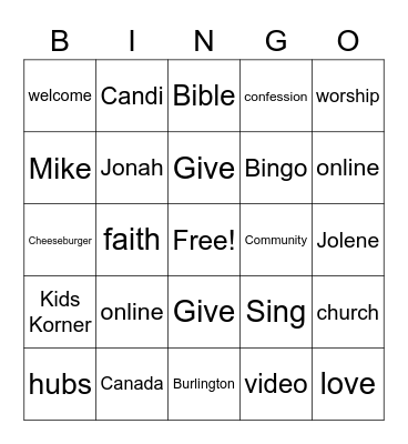 CB Kids for July 26 Bingo Card