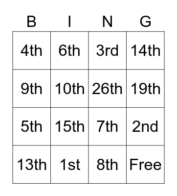 Amendments Bingo Card