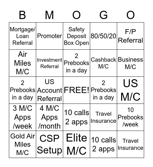 BMOGO Bingo Card