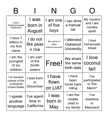 Family Fun Bingo - July 2020 Bingo Card