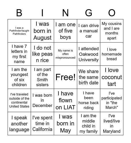 Family Fun Bingo - July 2020 Bingo Card