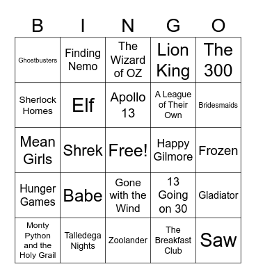 Movies Bingo Card