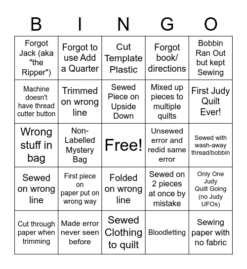 Judy Neimeyer Quilting Bingo Card