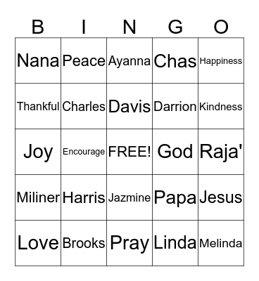 WE    ARE FAMILY Bingo Card