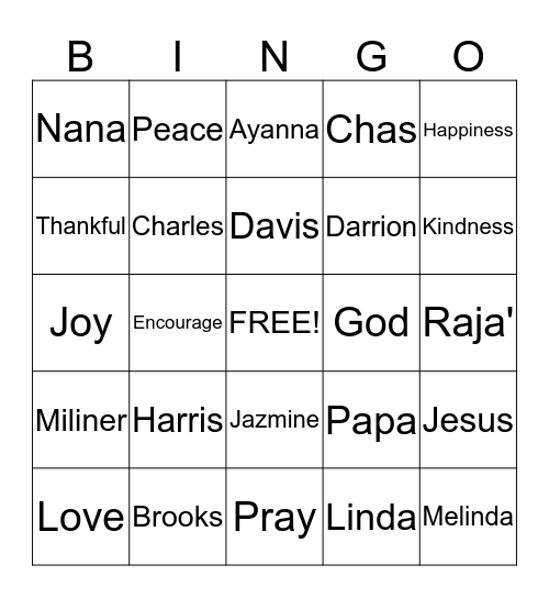 WE    ARE FAMILY Bingo Card