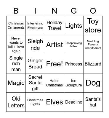 Hallmark Christmas Movies Bingo Card