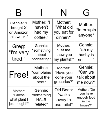 anyhow bingo Card