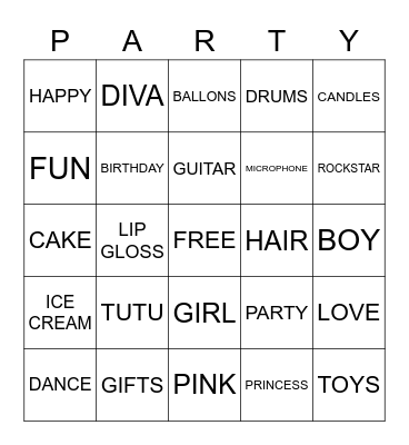 ROCKSTAR BINGO Card