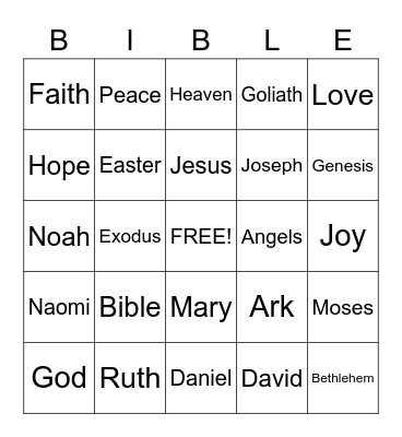 Bible Bingo Card