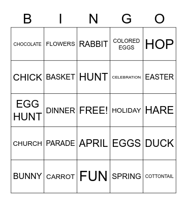 Easter Bingo Card