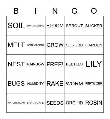 SPRING Bingo Card