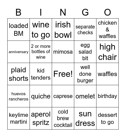 brunch bingo Card