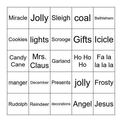 Christmas Bingo Card