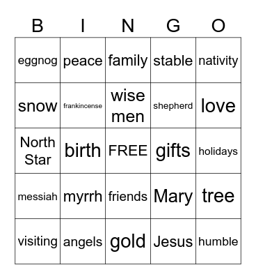 Holiday Bingo Card