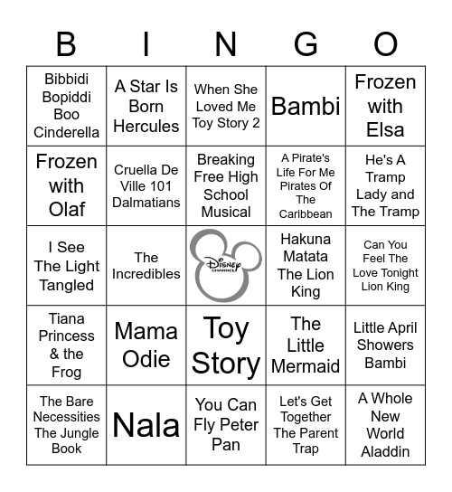 Disney Bingo Card