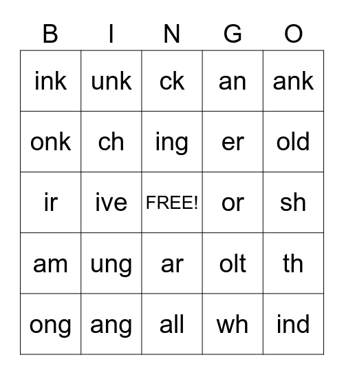 Words Foundations  Bingo Card