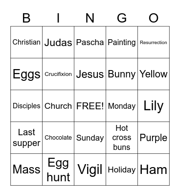 Easter Bingo Card