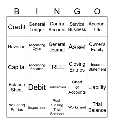 Accounting Bingo Card