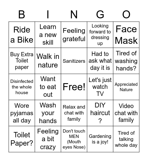 KT Family Bingo Card