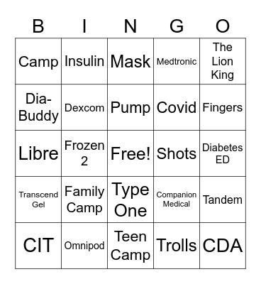 Camp Buck 2020 Virtual Bingo Card