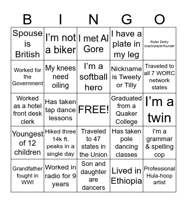 Buddy Bingo Card