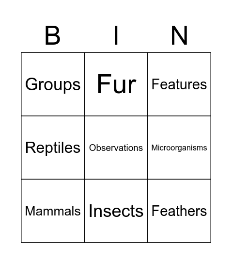 Dichotomous Keys Bingo Card