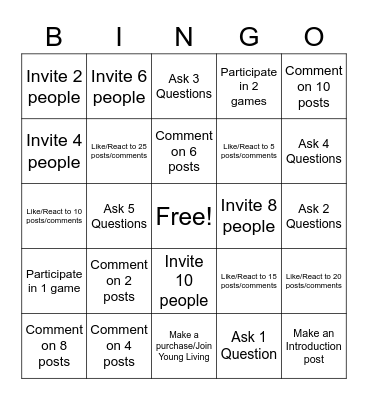 EO Testimonials Participant Bingo Card