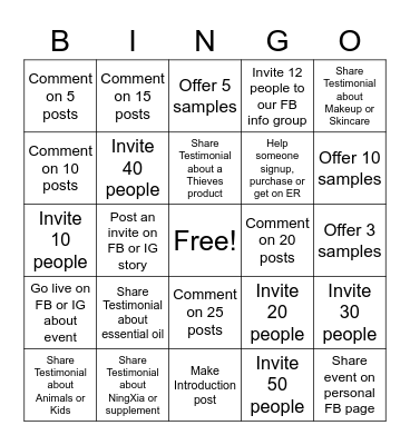 EO Testimonials Host/Team Bingo Card