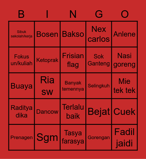 Inco's Bingo Card