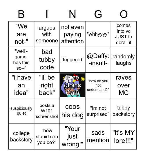 Tubby Bingo Card