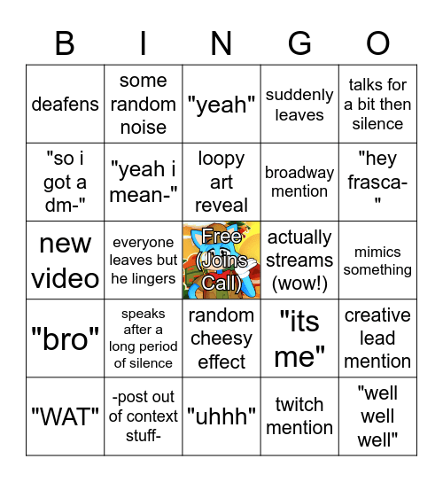 LoopyGoopyG Bingo Card