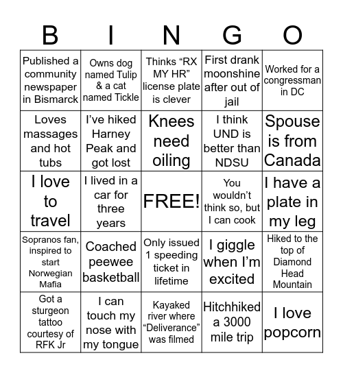 Buddy Bingo Card