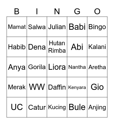 Mat Bingo Card
