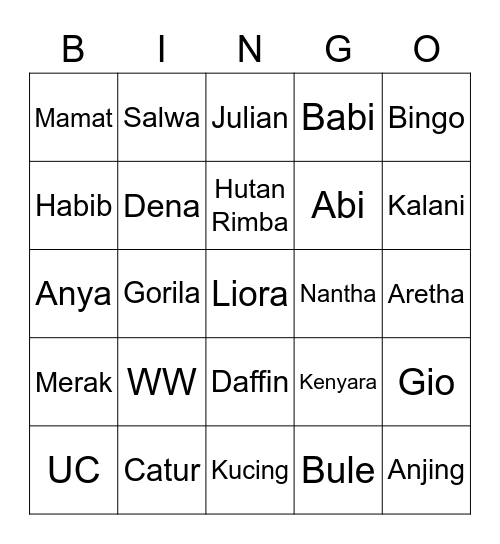 Mat Bingo Card